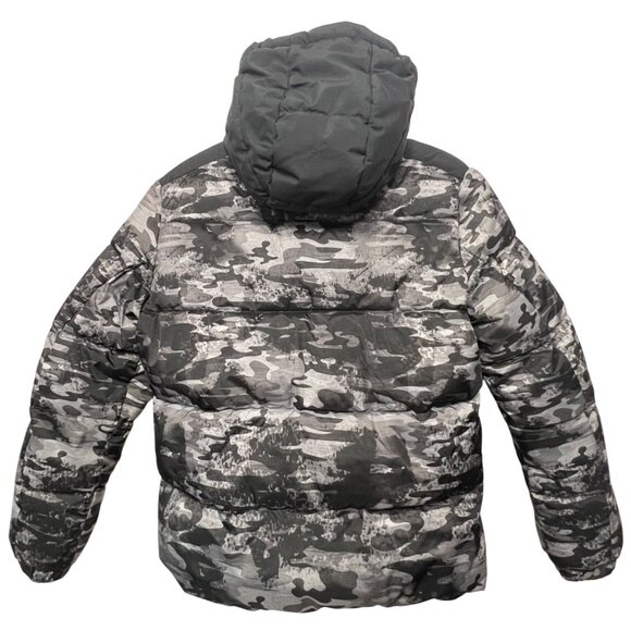 Zero xposur Boys XL Camo Heavy Puffer Jacket Fleece Hood Full Zip Black Gray - Picture 2 of 16